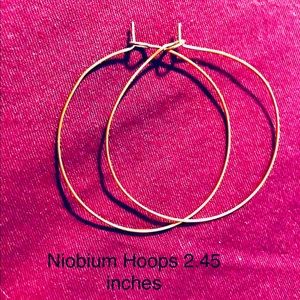 Niobium Rose Color 2.45 inch Hoop Earrings